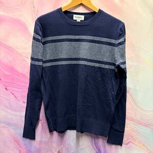 Goodfellow Navy Blue Cotton Sweater M Preppy Retro Geek Mountain Chic Business